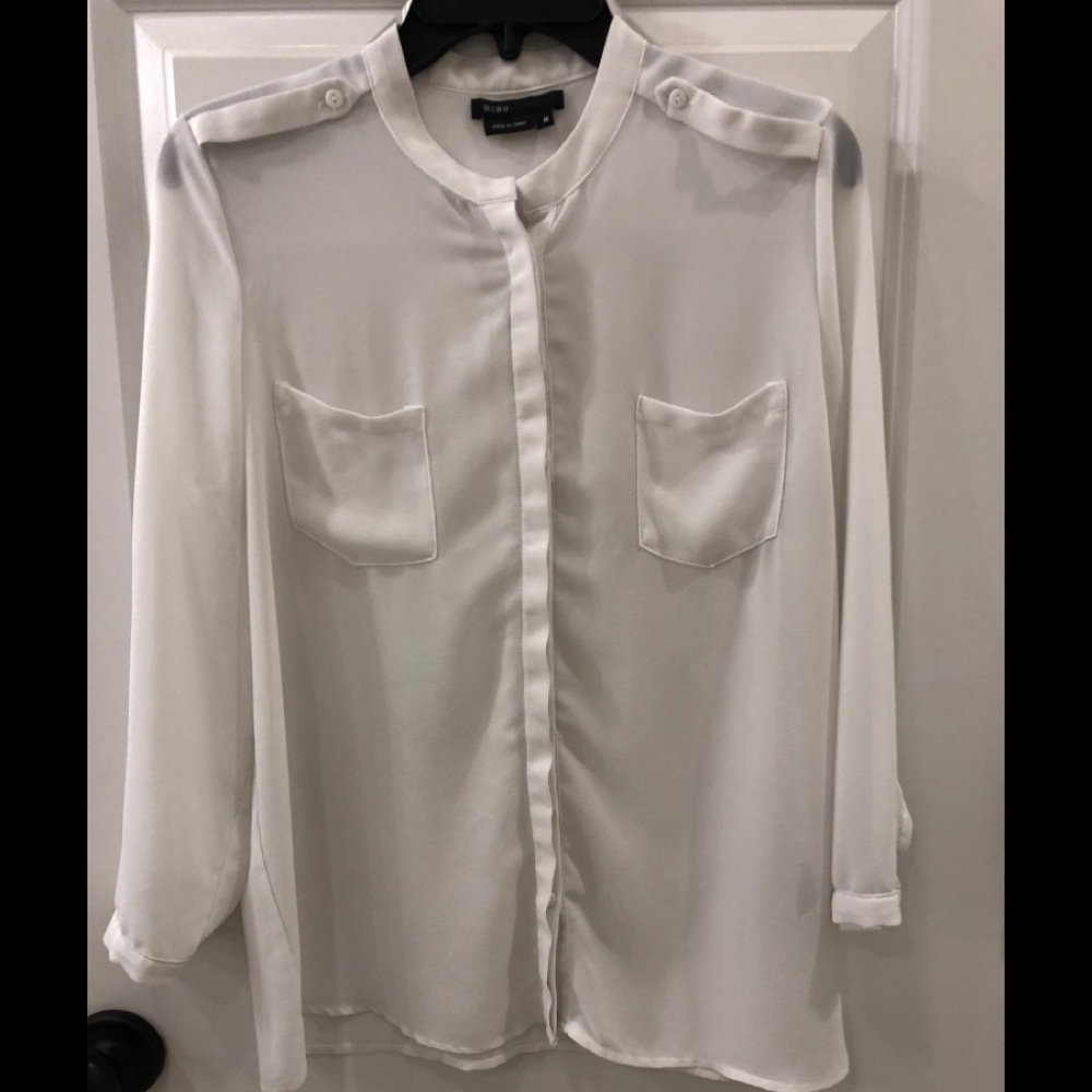 Women’s white sheer BCBG MAXAZARIA Blouse